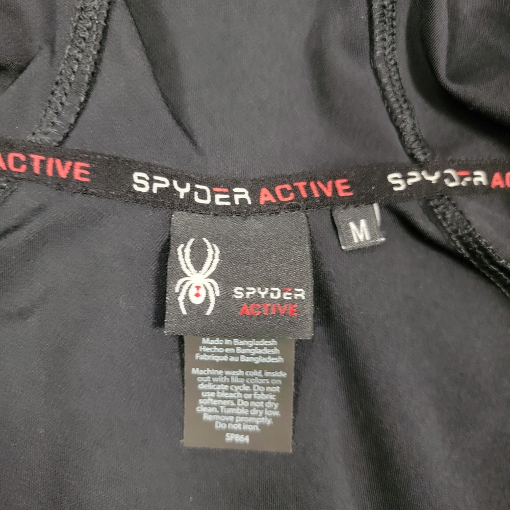 Spyder Active Jacket Womens Medium Black Full Zip Hooded Logo Athleisure Gym - Picture 11 of 12